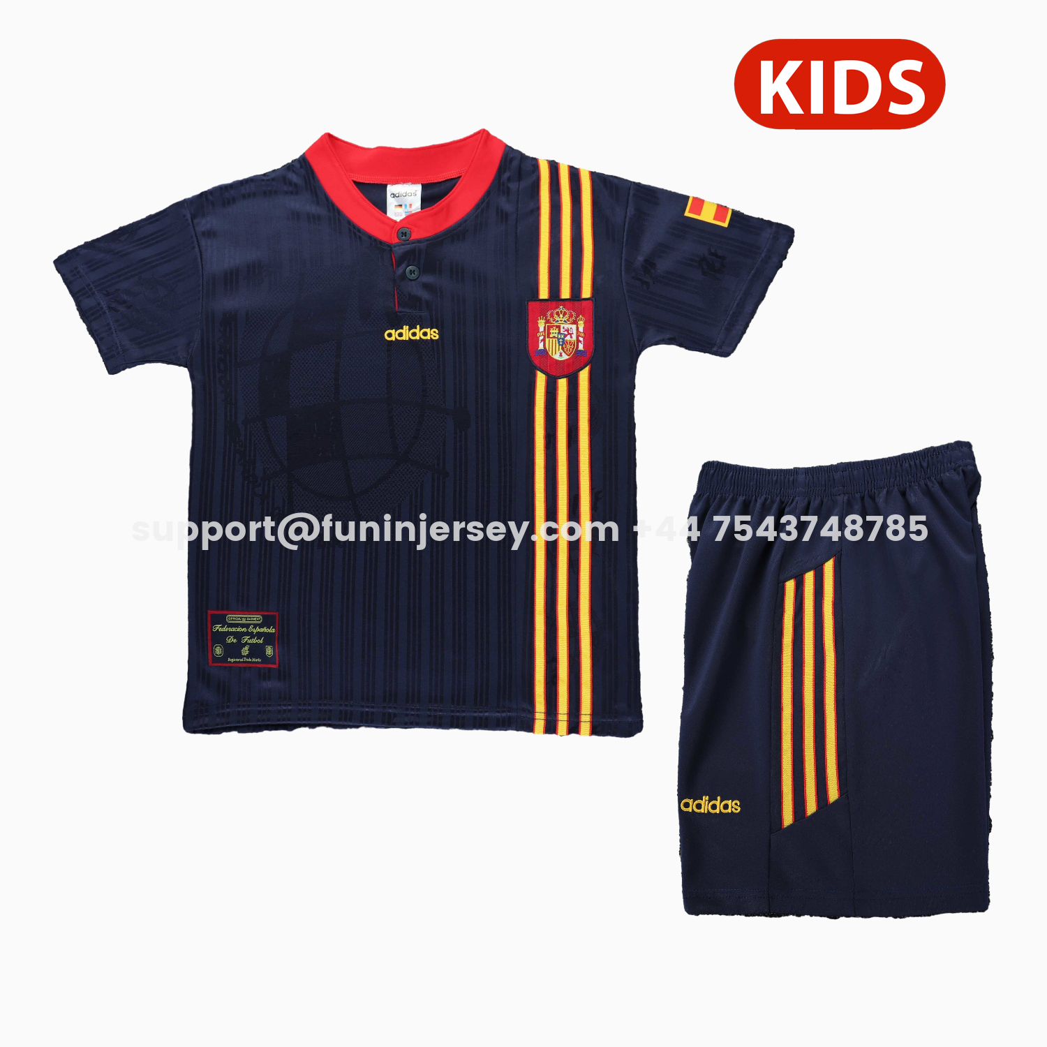 Funinjersey-Retro Spain 1996 Away Kids Kit