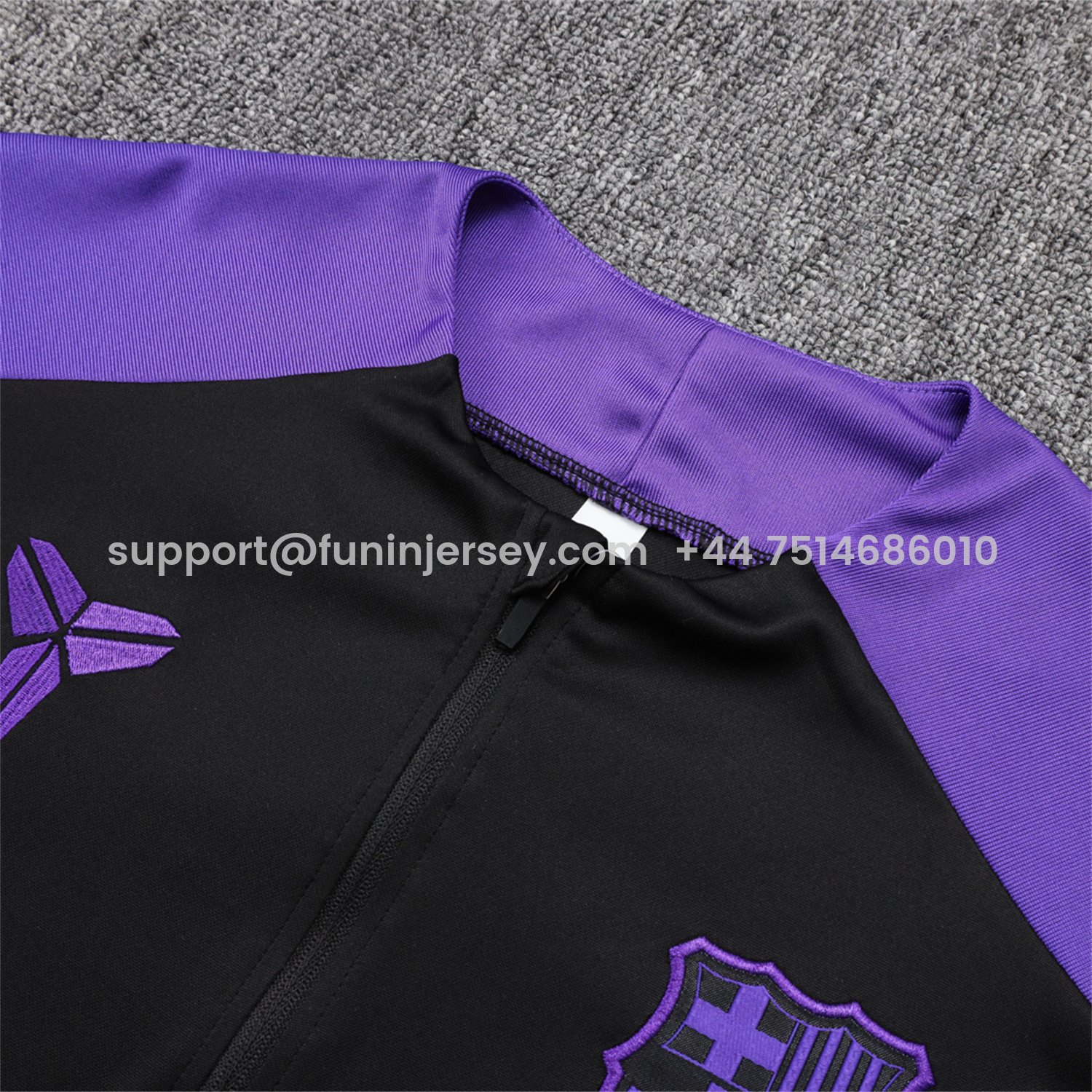 Funinjersey-Barcelona X KB 25-26 Long Sleeve Training Set - Black Top with Purple Badge and Black Pants
