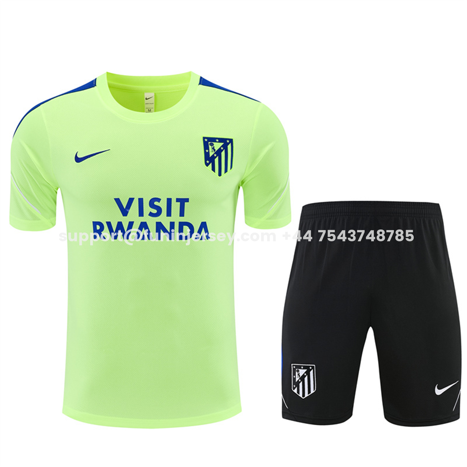 Funinjersey-Atletico Madrid 26-27 Short-Sleeve Training Set - Green Top and Black Shorts