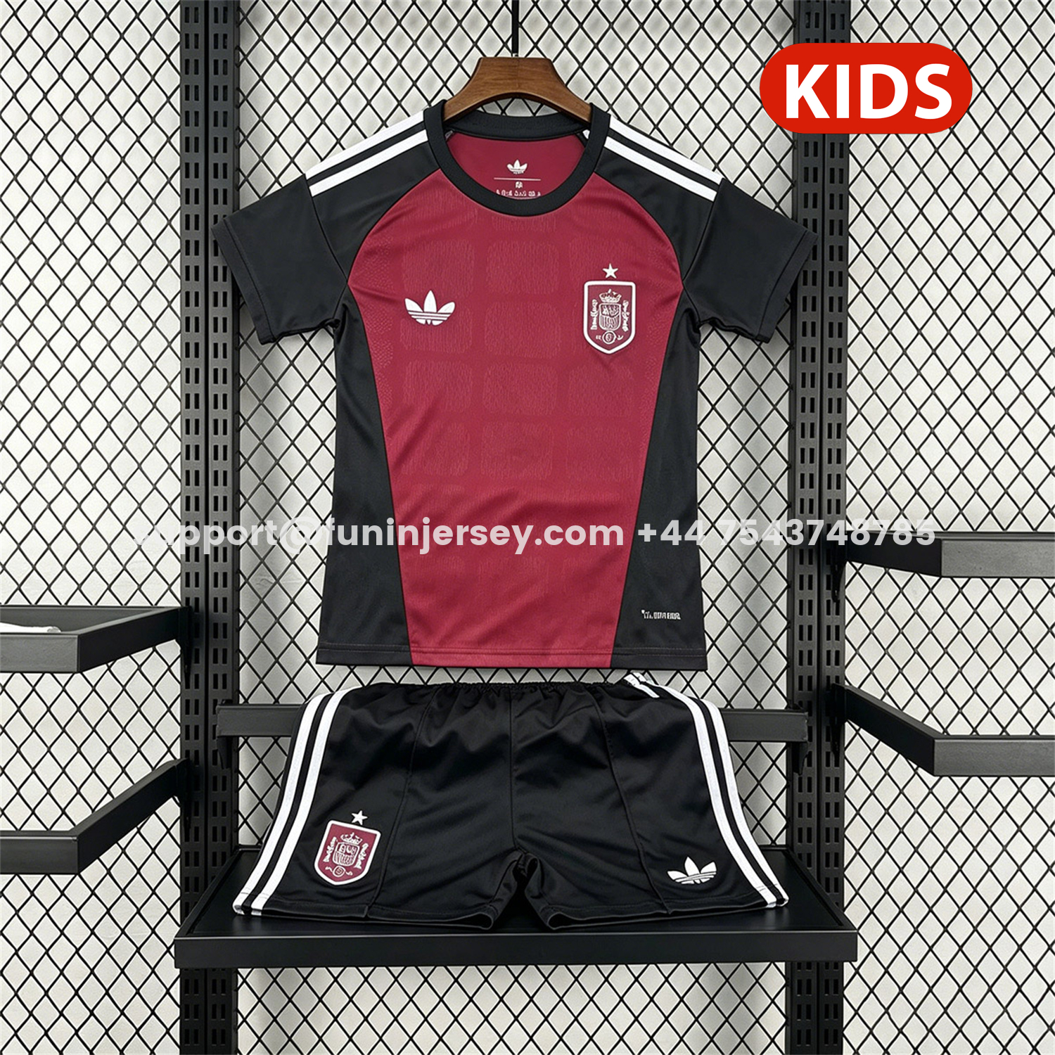 Funinjersey-Spain 2026 Wine Red Goalkeeper Kids Kit