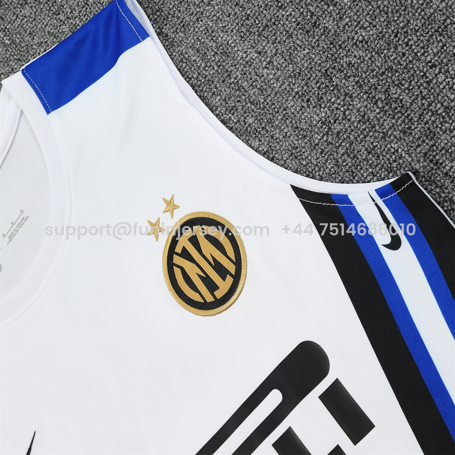Funinjersey-Inter Milan 25-26 Vest Training Set - White Vest & Black Shorts