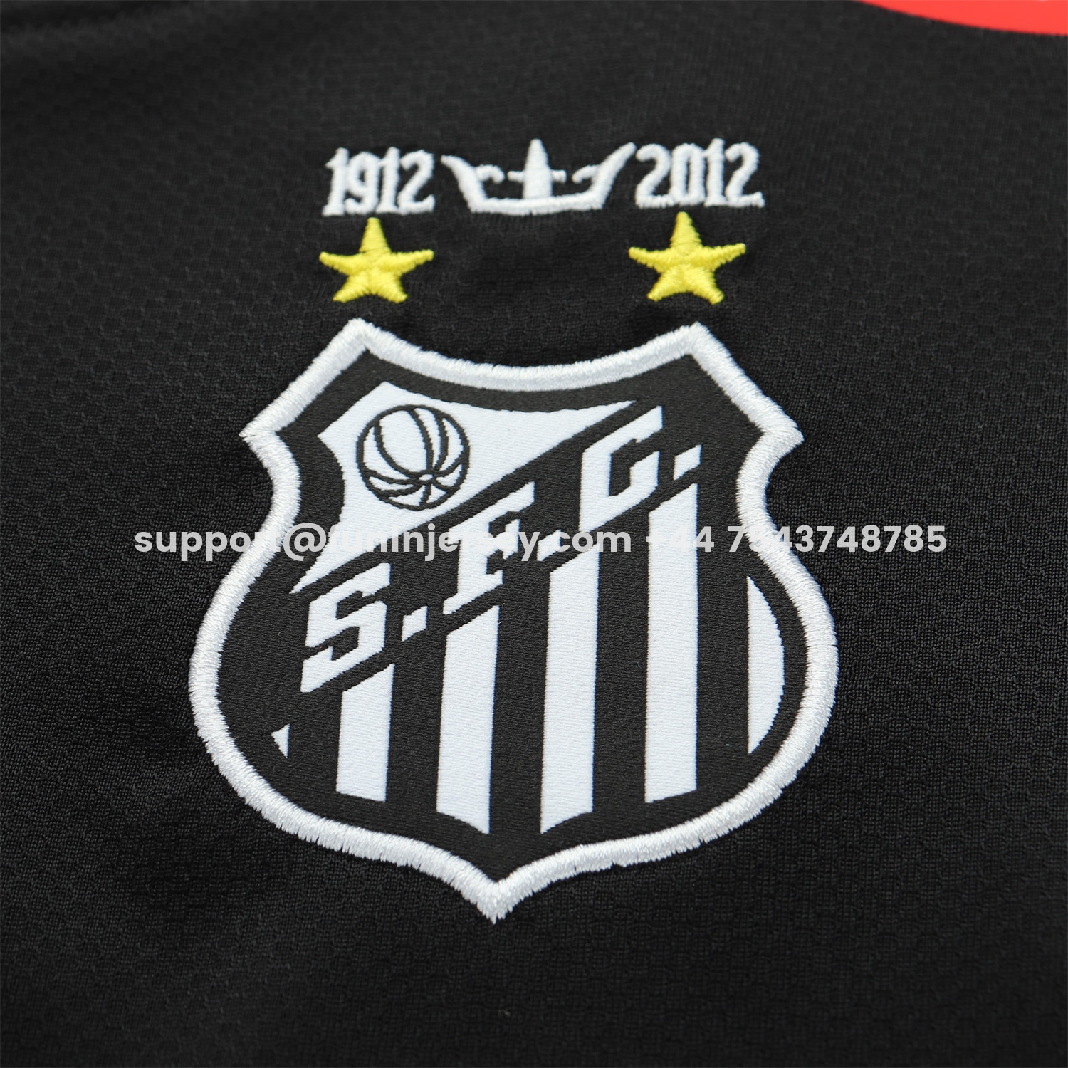 Funinjersey-Retro Santos 2012 Black Special Long Sleeves Kids Kit