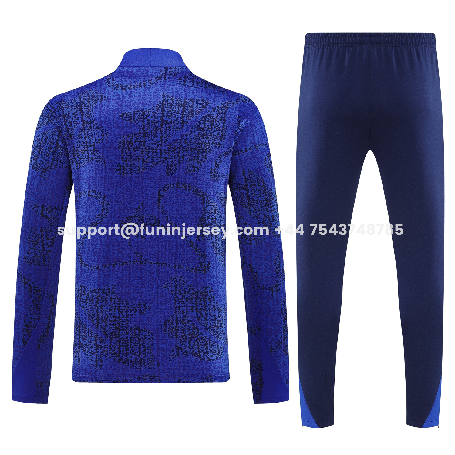 Funinjersey-France 2026 Long Sleeves Training Set - Ocean Blue Top & Dark Blue Pants
