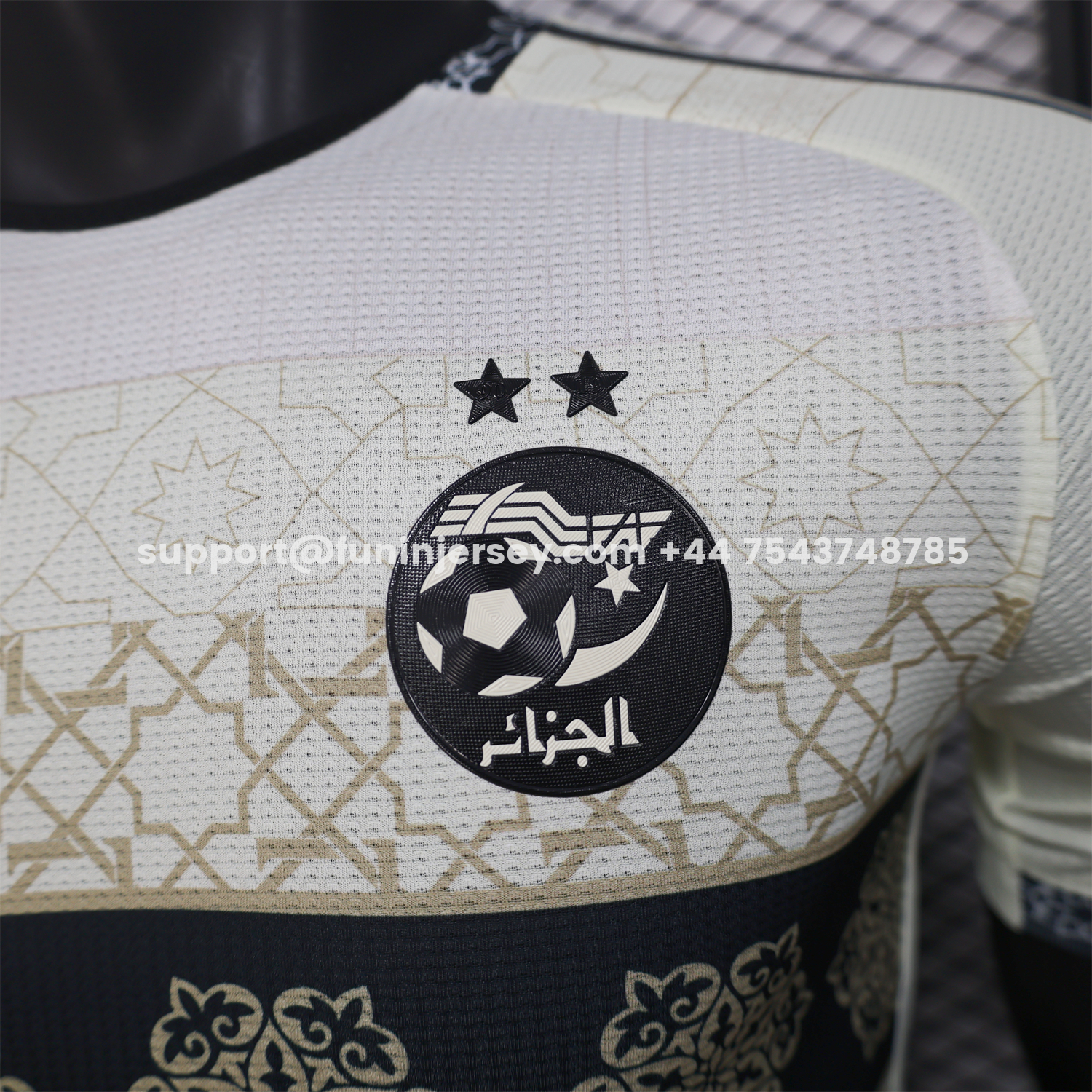Funinjersey-Algeria 25-26 Light Yellow with Black Classical Pattern Jersey - Player Version