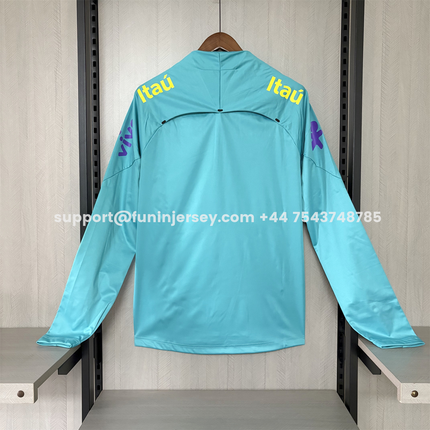 Funinjersey-Retro Brazil 2022 Pre-Match Cyan Windbreaker