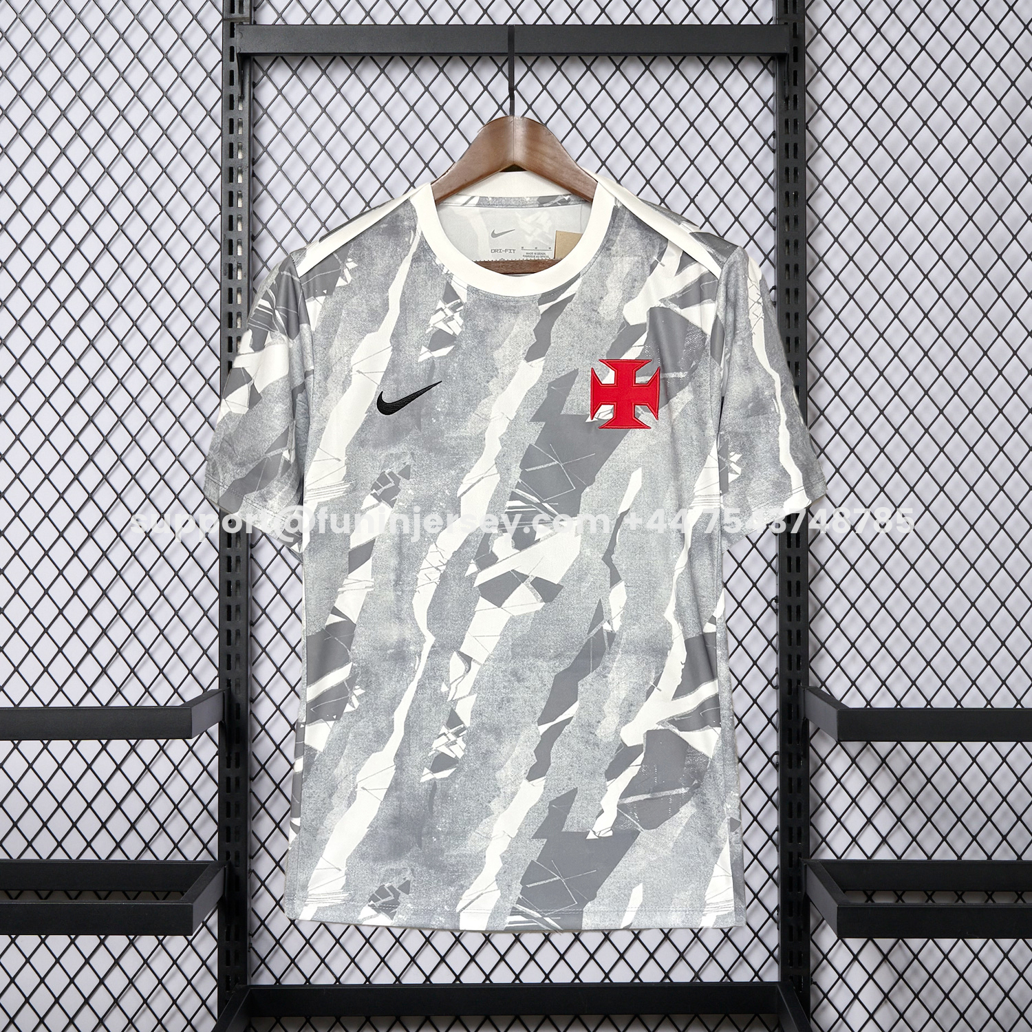Funinjersey-Vasco da Gama 26-27 Grey Pre-Match Training Jersey - Fans Version
