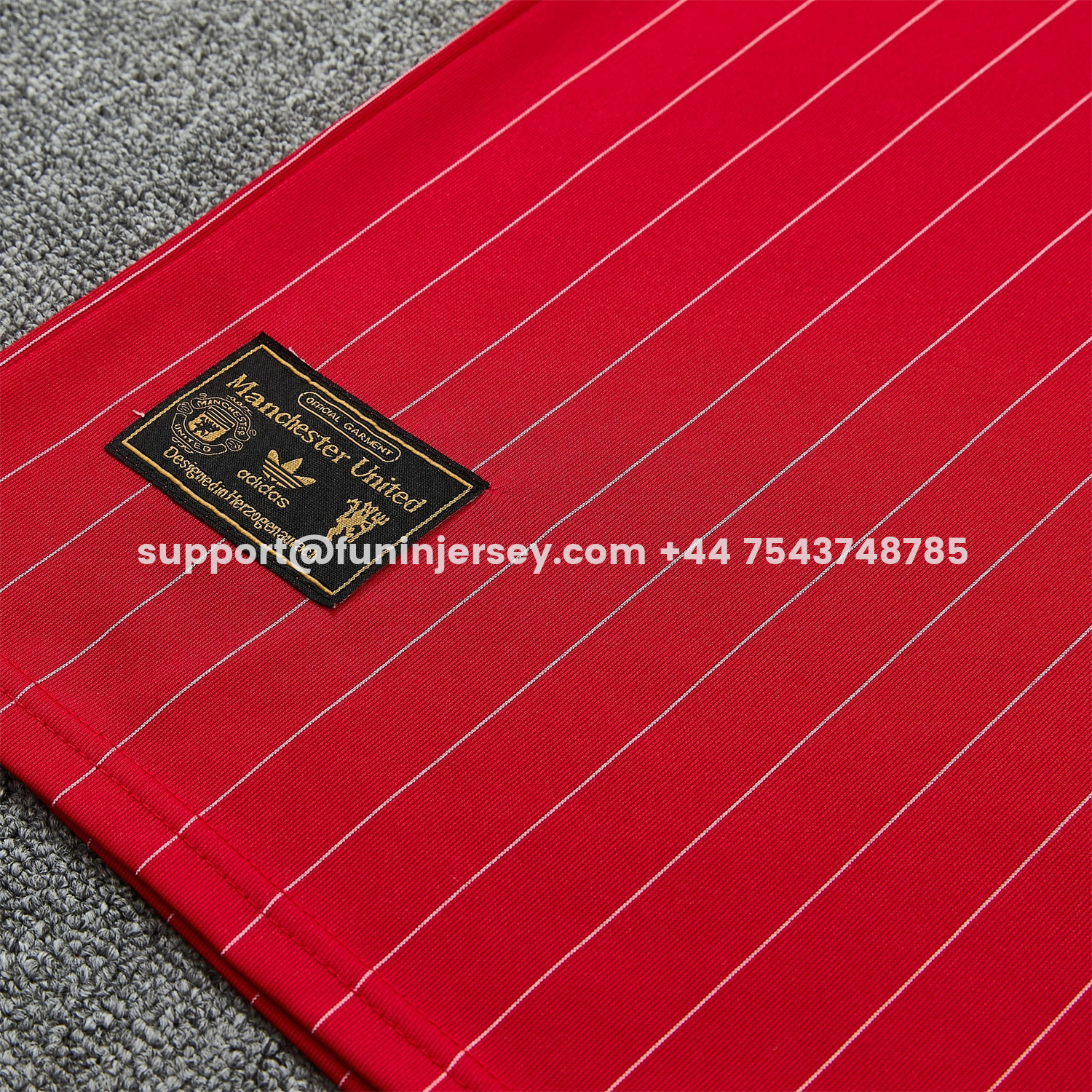 Funinjersey-Manchester United 25-26 Retro Style Short-Sleeve Training Set - Red With White Stripes Top & Pants
