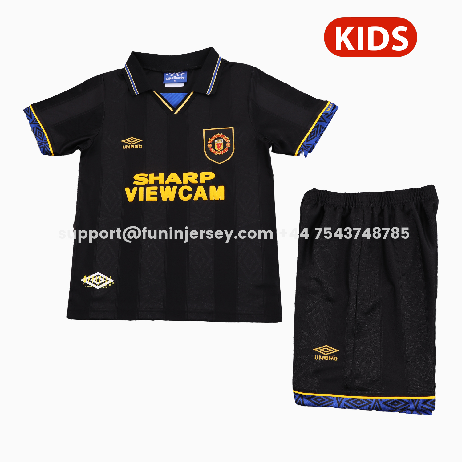 Funinjersey-Retro Manchester United 93-95 Away Kids Kit
