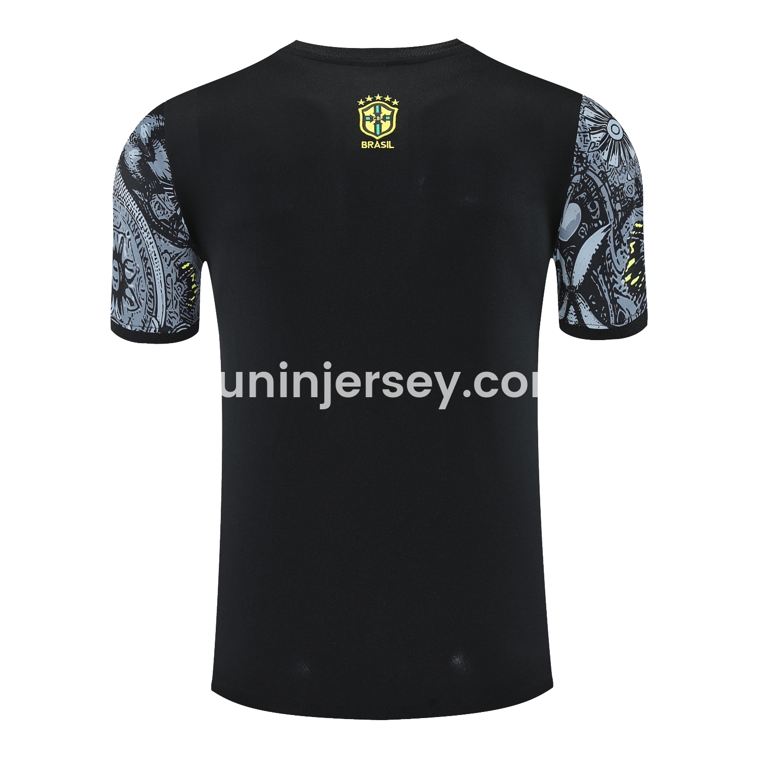 Funinjersey-Brazil 25-26 Gray Jesus Statue Short-Sleeve Training Set - Gray Top & Black Shorts
