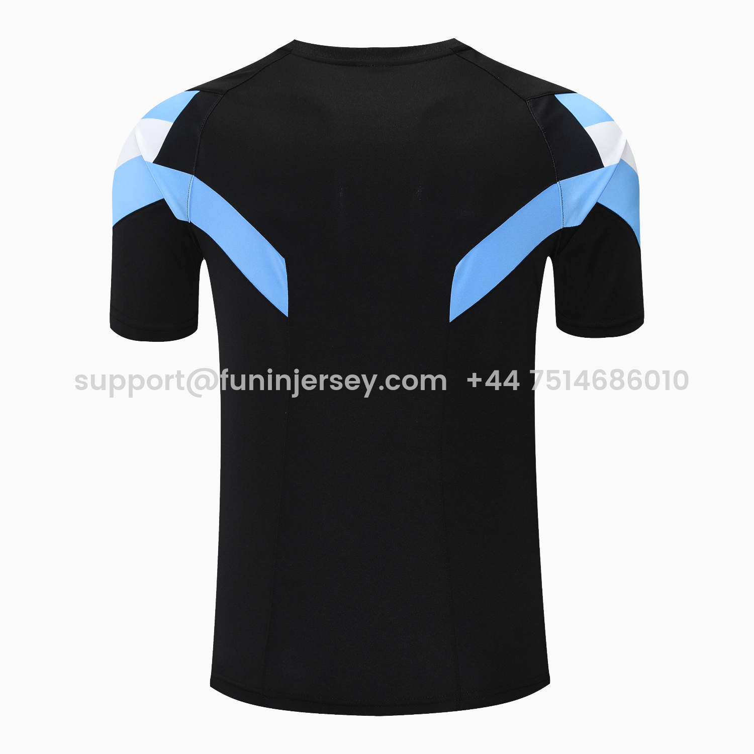 Funinjersey-Argentina 25-26 Short-Sleeve Training Set - Blue Stripes Black Top & Black Shorts