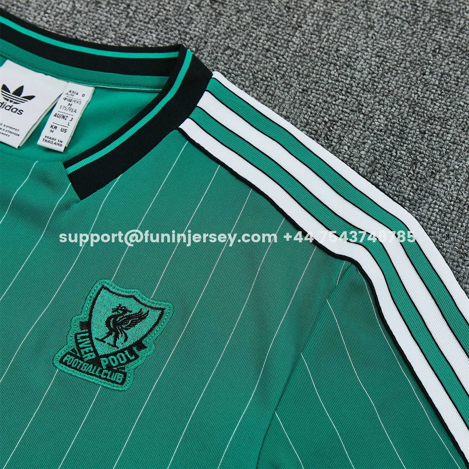 Funinjersey-Liver.pool 25-26 Retro Style Short-Sleeve Training Set - Green With White Stripes Top & Pants