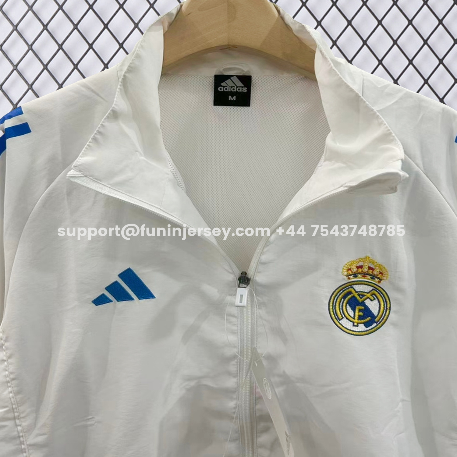 Funinjersey-Real Madrid 25-26 White With Blue Special Windbreaker Jacket