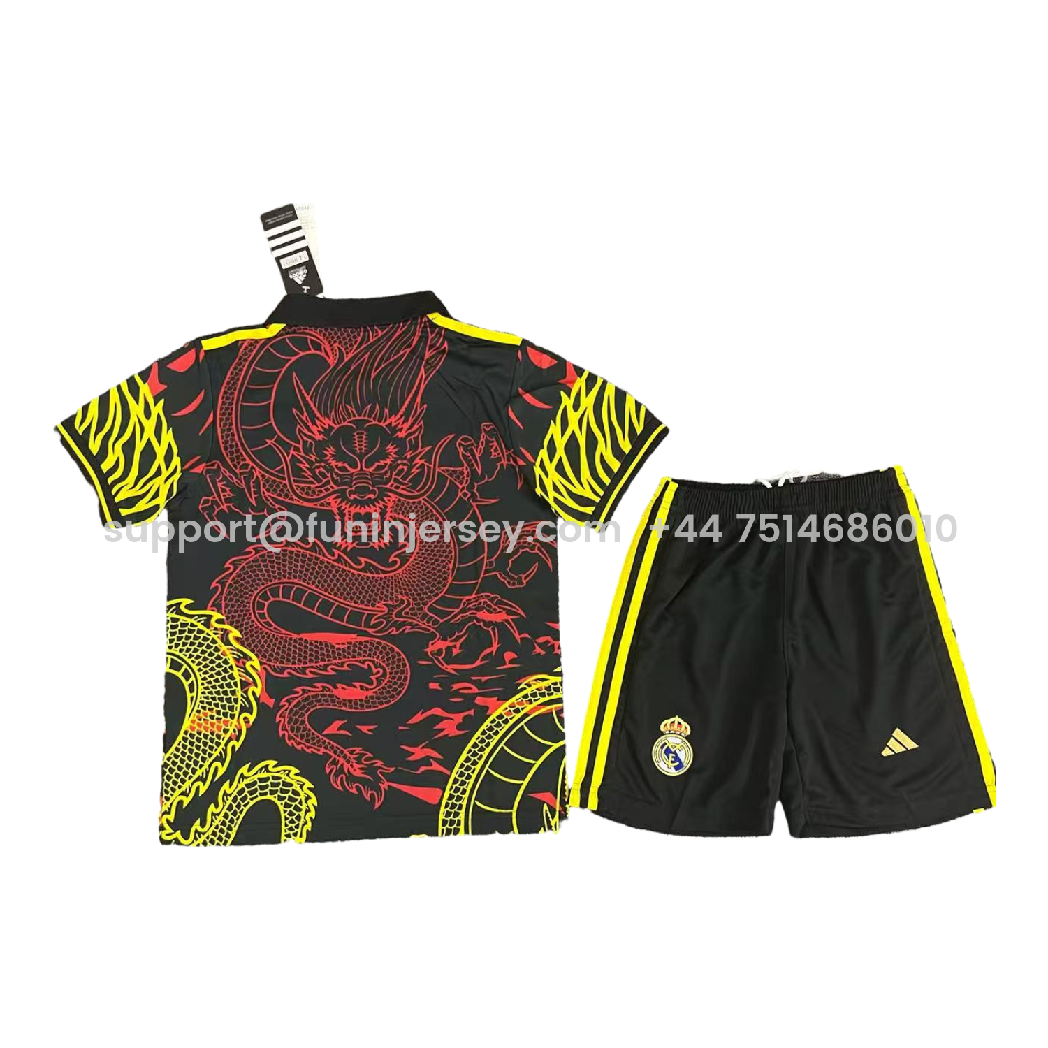 Funinjersey-Real Madrid 25-26 Yellow And Red Dragon Black Special Kids Kit