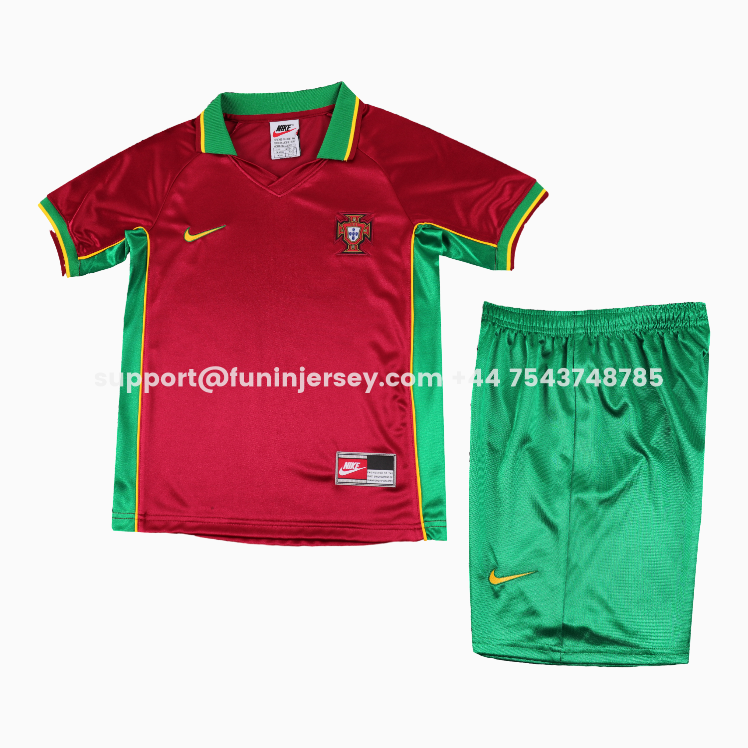 Funinjersey-Retro Portugal 1998 Home Kids Kit
