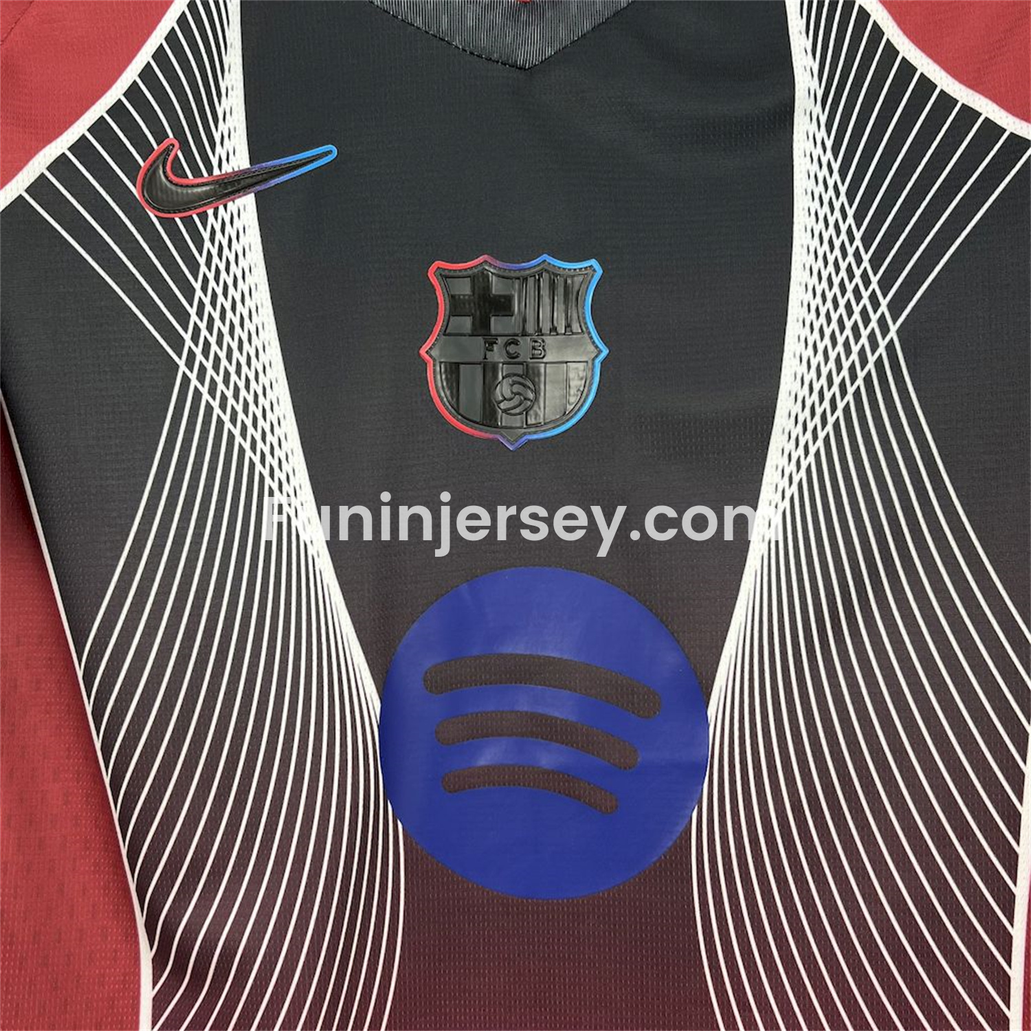 Funinjersey-Barcelona 25-26 T90 Red Black Gradient and White Lines Special Jersey - Fans Version