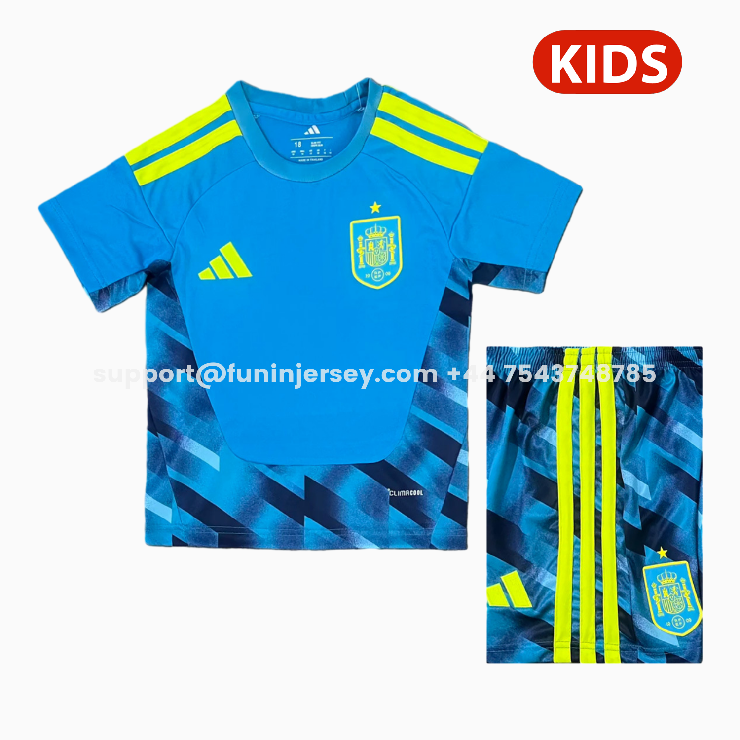 Funinjersey-Spain 2026 Goalkeeper Blue Kids Kit