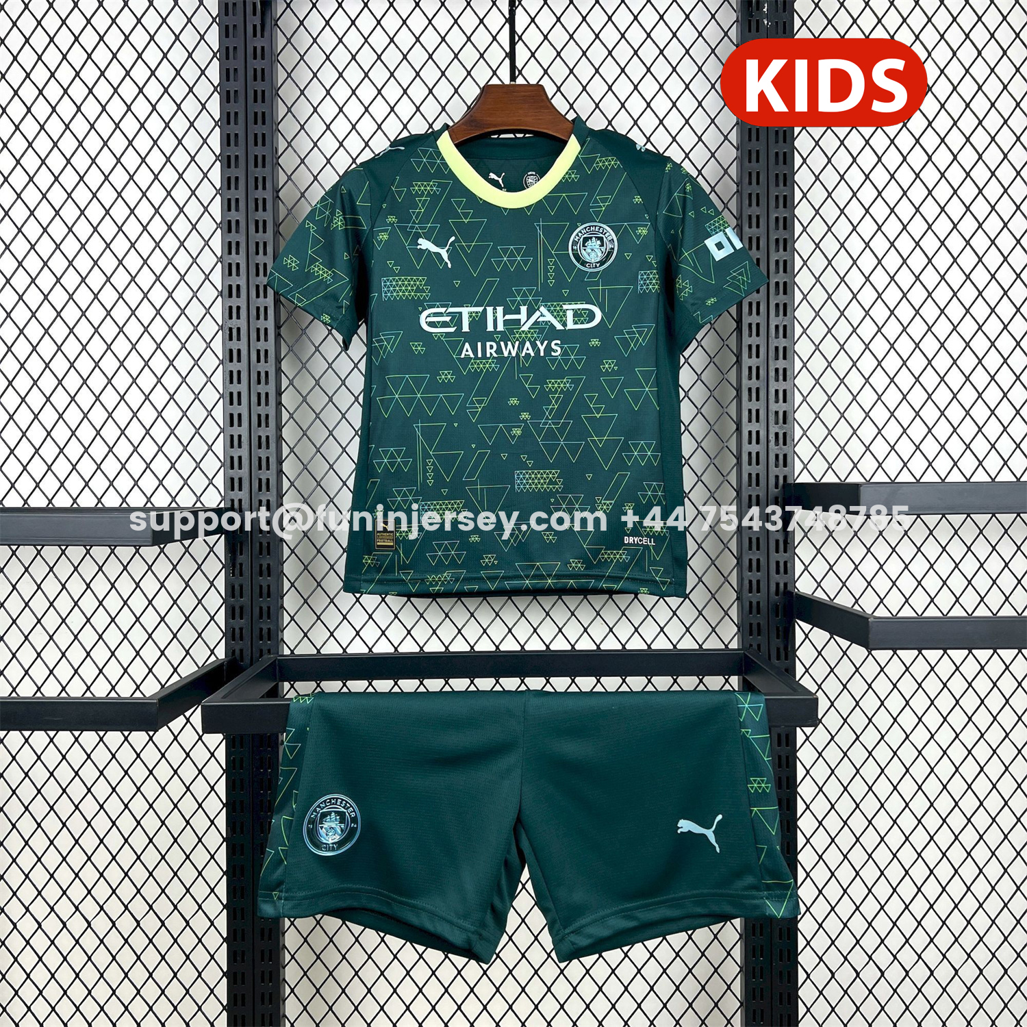 Funinjersey-Manchester City 25-26 Fourth Green Kids Kit