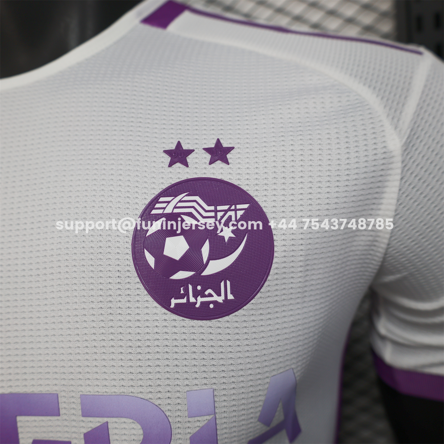 Funinjersey-Algeria 25-26 White Purple Gradient with Hexagonal Pattern Jersey - Player Version