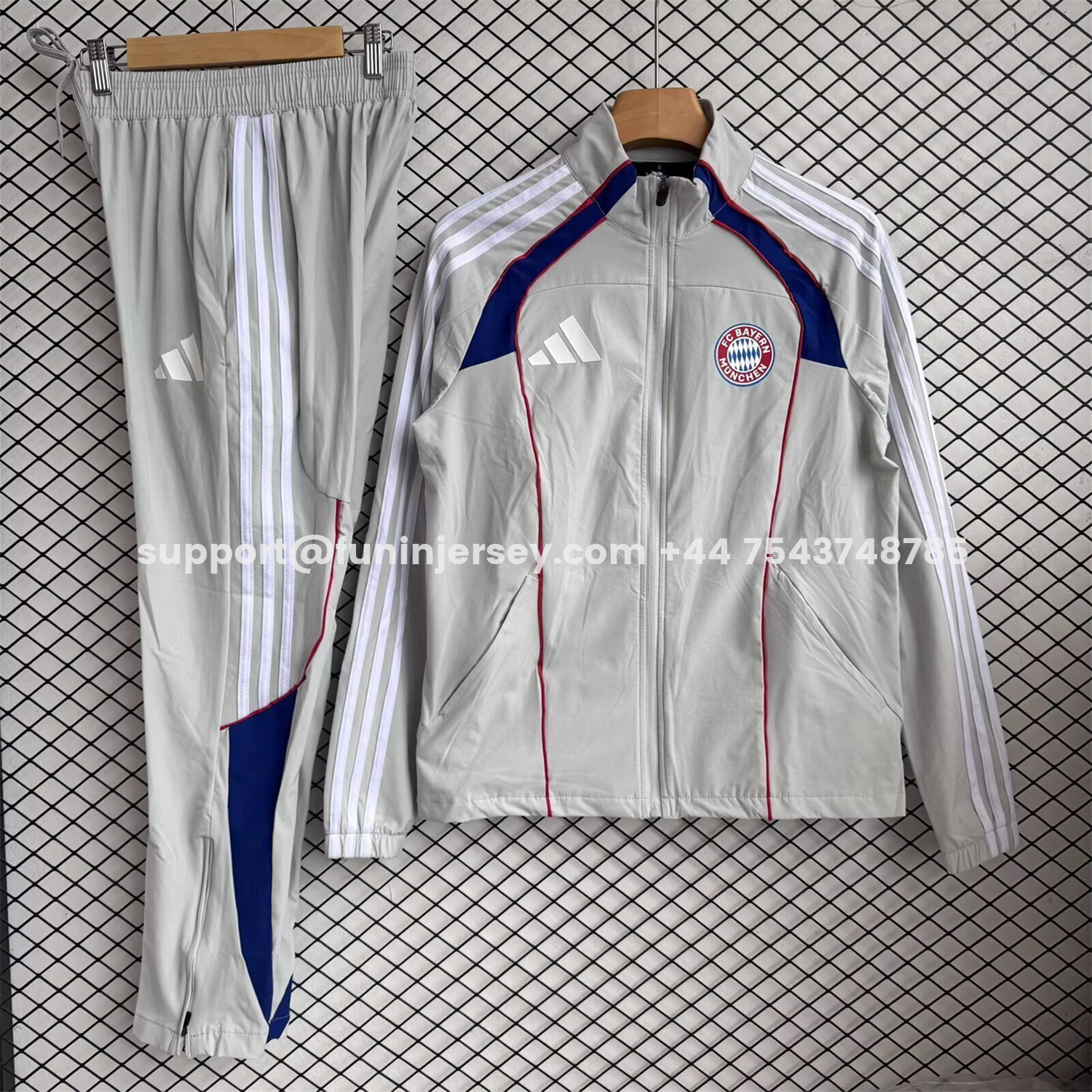 Funinjersey-Bayern Munich 25-26 Red Lines Windbreaker Training Set - White Top and Pants