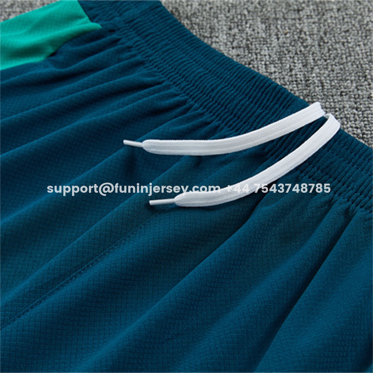Funinjersey-Portugal 2026 Short-Sleeve Training Set - Colors Top & Dark Teal Blue With A Red Stripe On The Side Pants