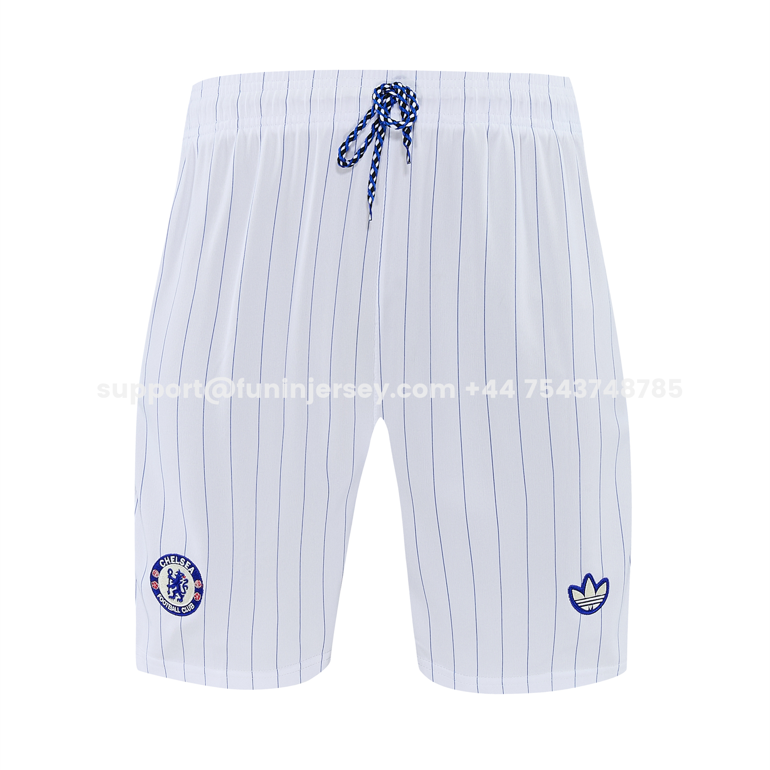 Funinjersey-C.H.E.L.S.E.A 25-26 Retro Style Vest Training Set - Blue Top & White With Blue Stripes Pants