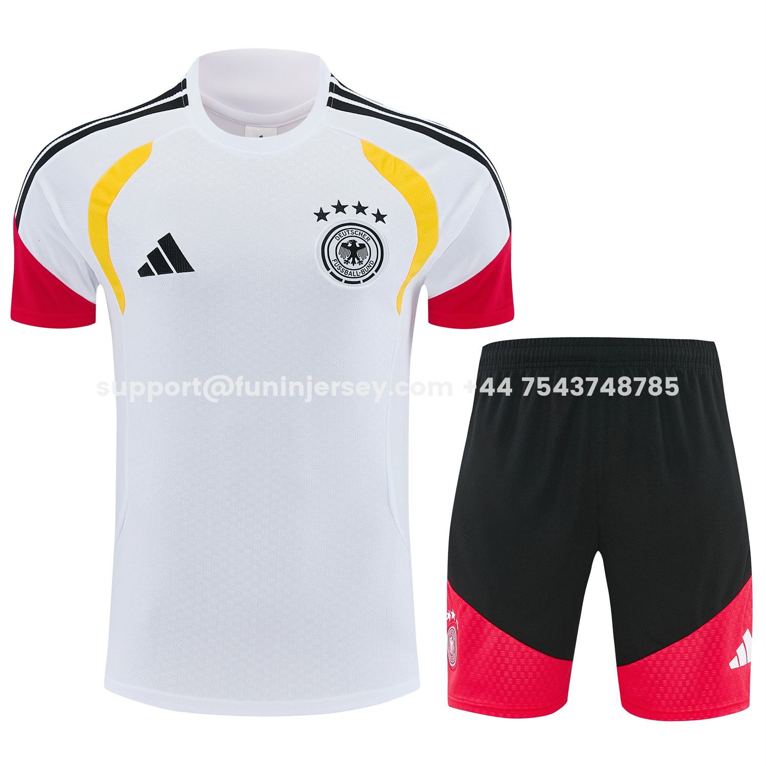 Funinjersey-Germany 2026 Short-Sleeve Training Set - White Top and Black Shorts