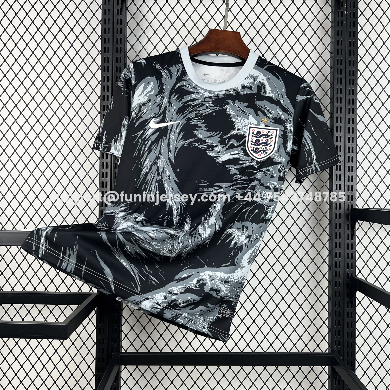 Funinjersey-England 2026 Black With Gray And White Abstract Swirls Special Edition Jersey - Fans Version