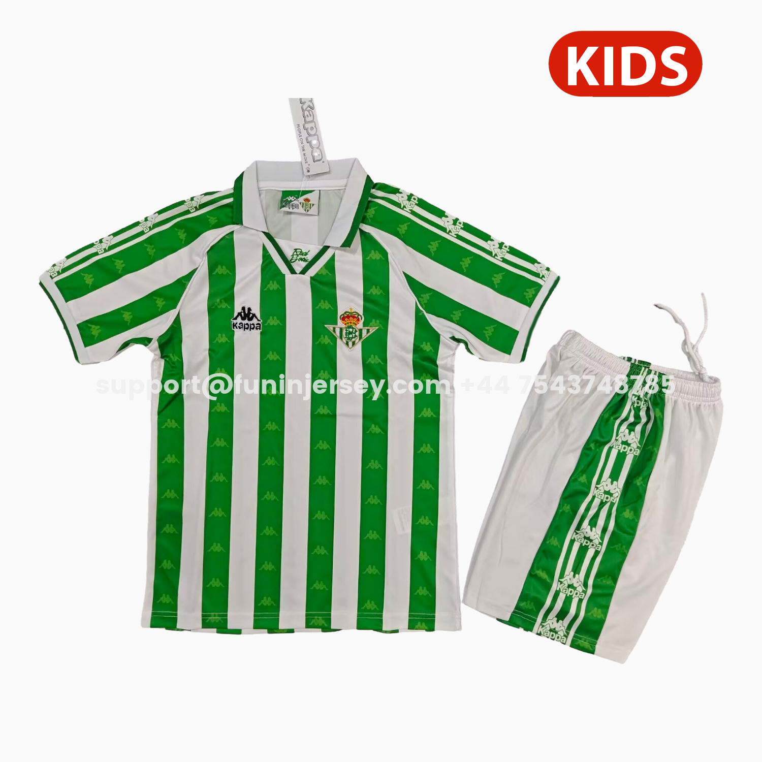 Funinjersey-Retro Real Betis 1995-97 Home Kids Kit