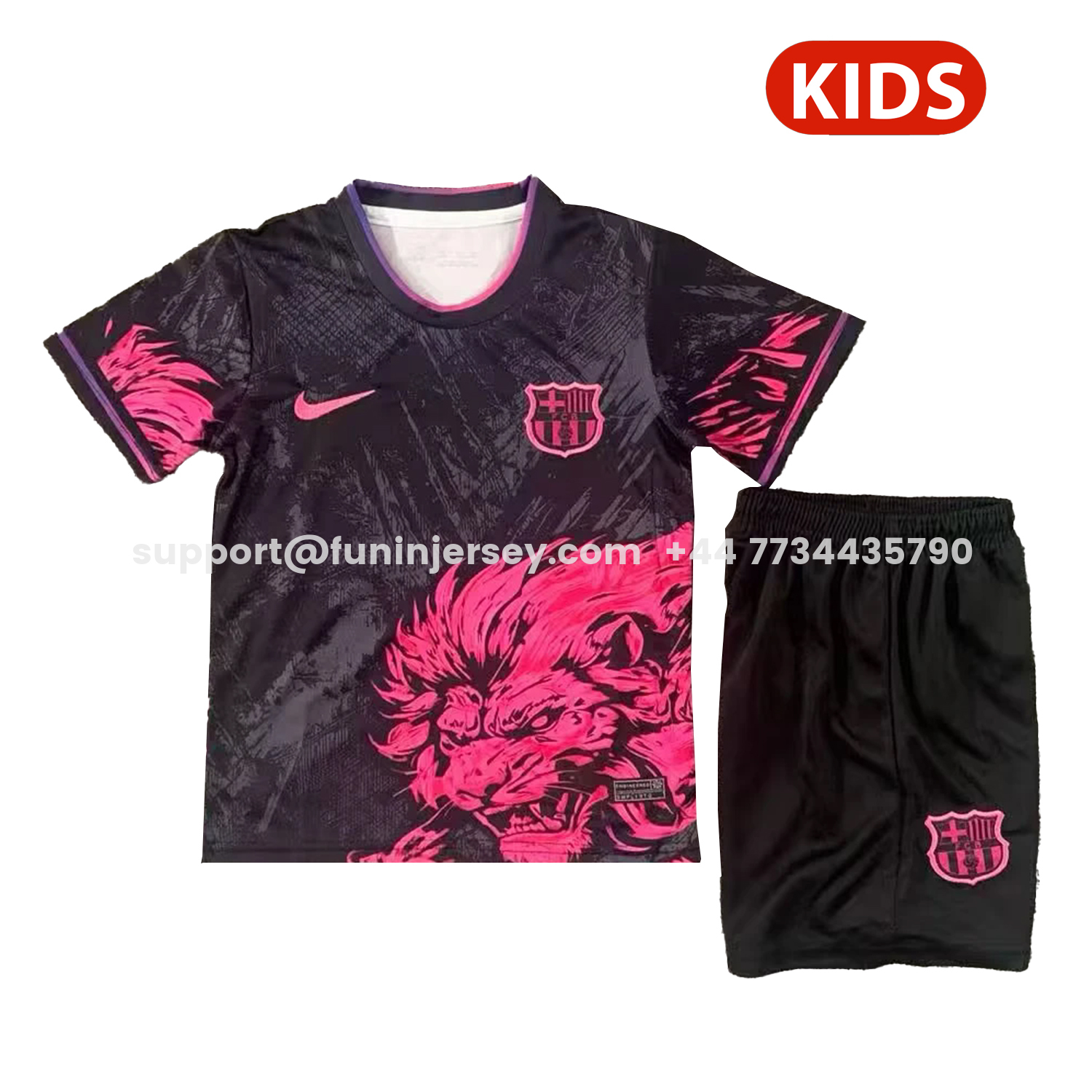 Funinjersey-Barcelona 25-26 Pink Lion Black Special Kids Kit