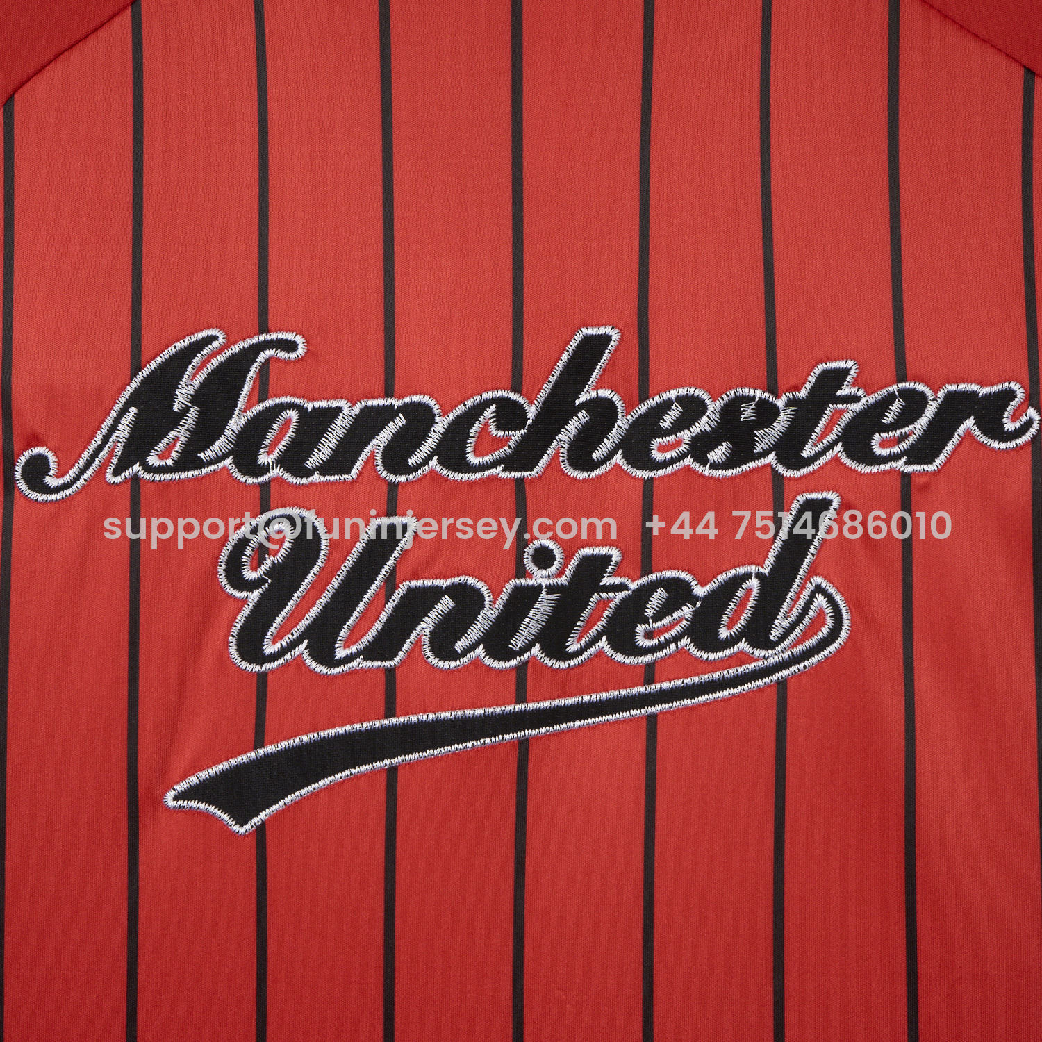 Funinjersey-Manchester United 25-26 Red Baseball Jersey with Black Stripes
