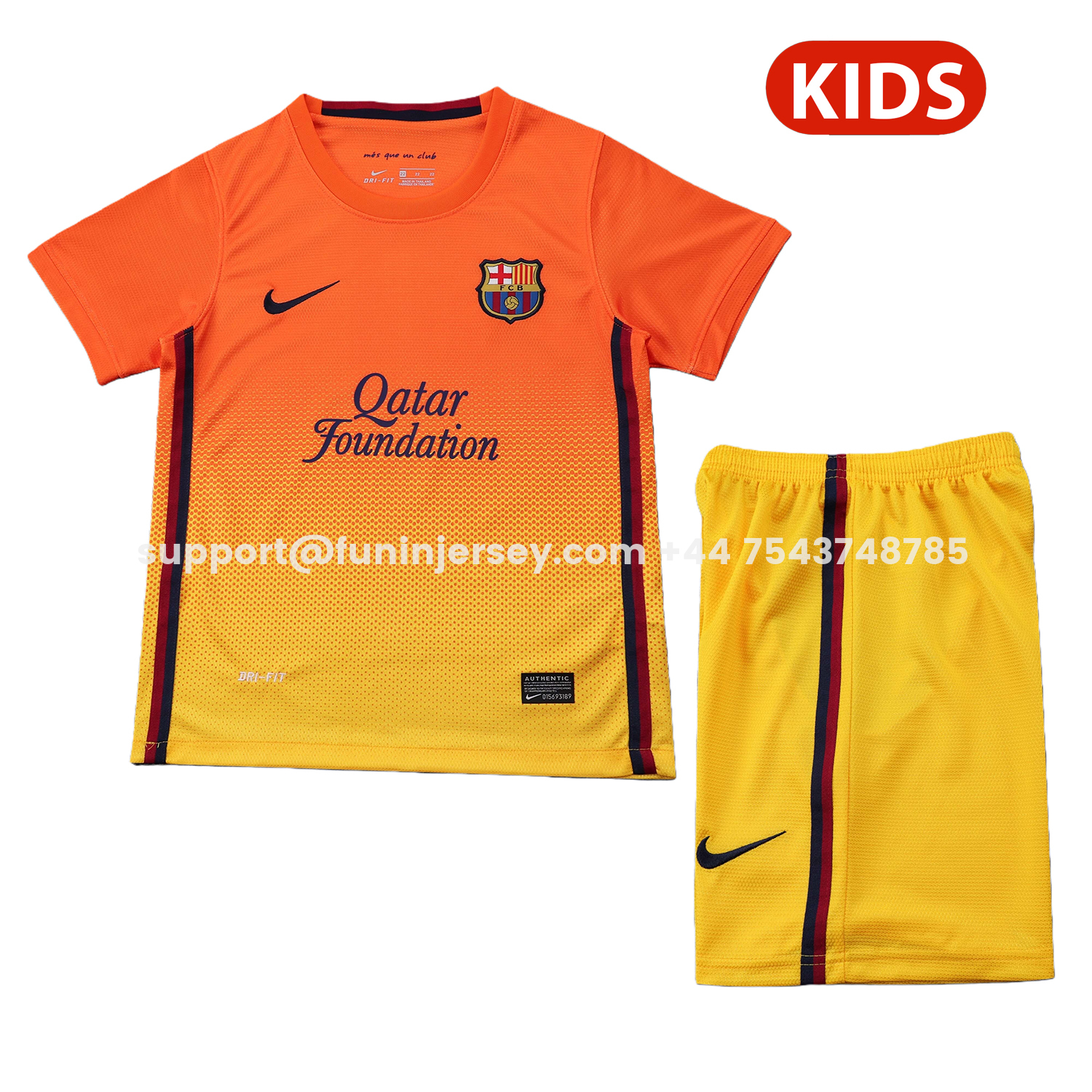 Funinjersey-Retro Barcelona 2012-13 Away Kids Kit