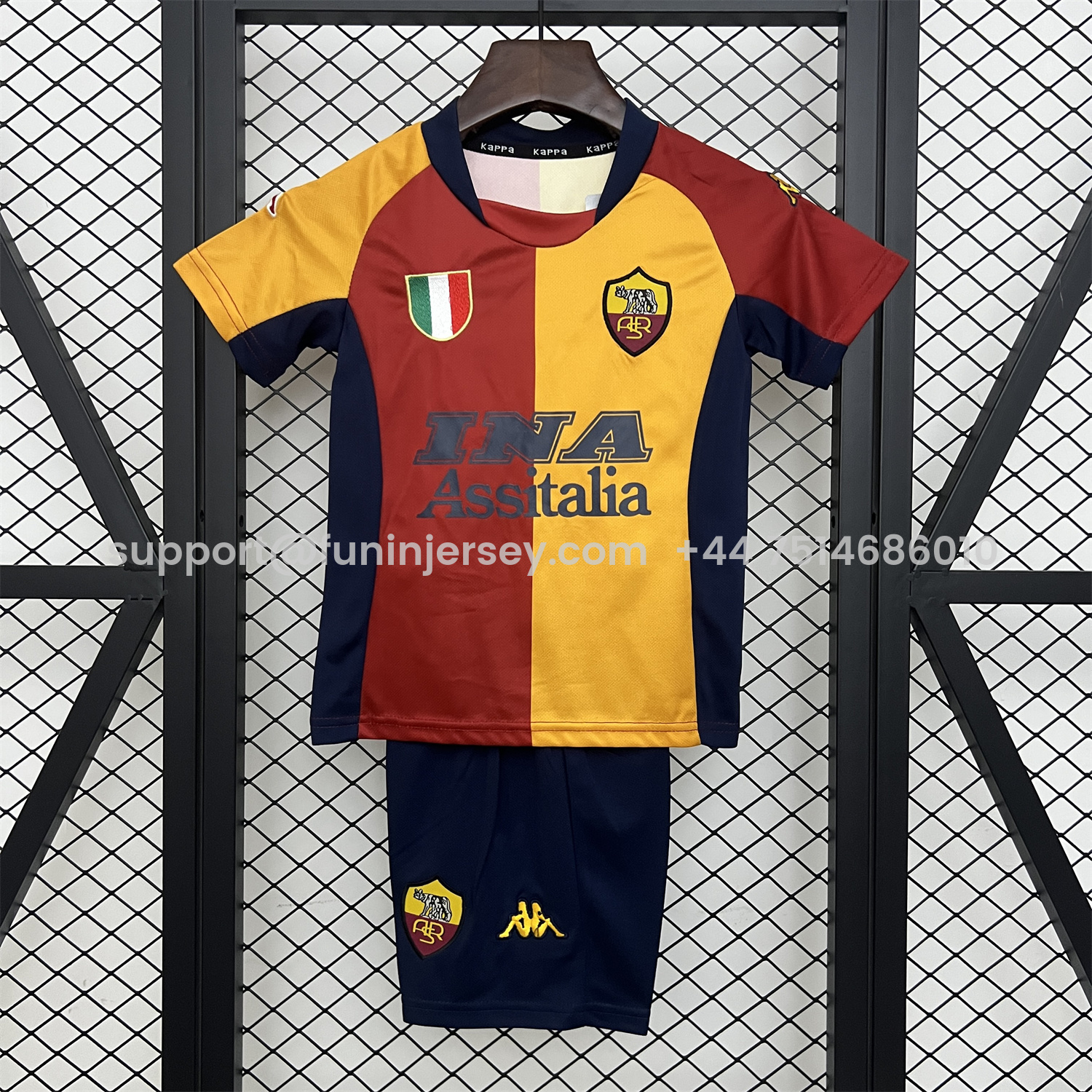 Funinjersey-Retro Roma 2001-02 Home Kids Kit