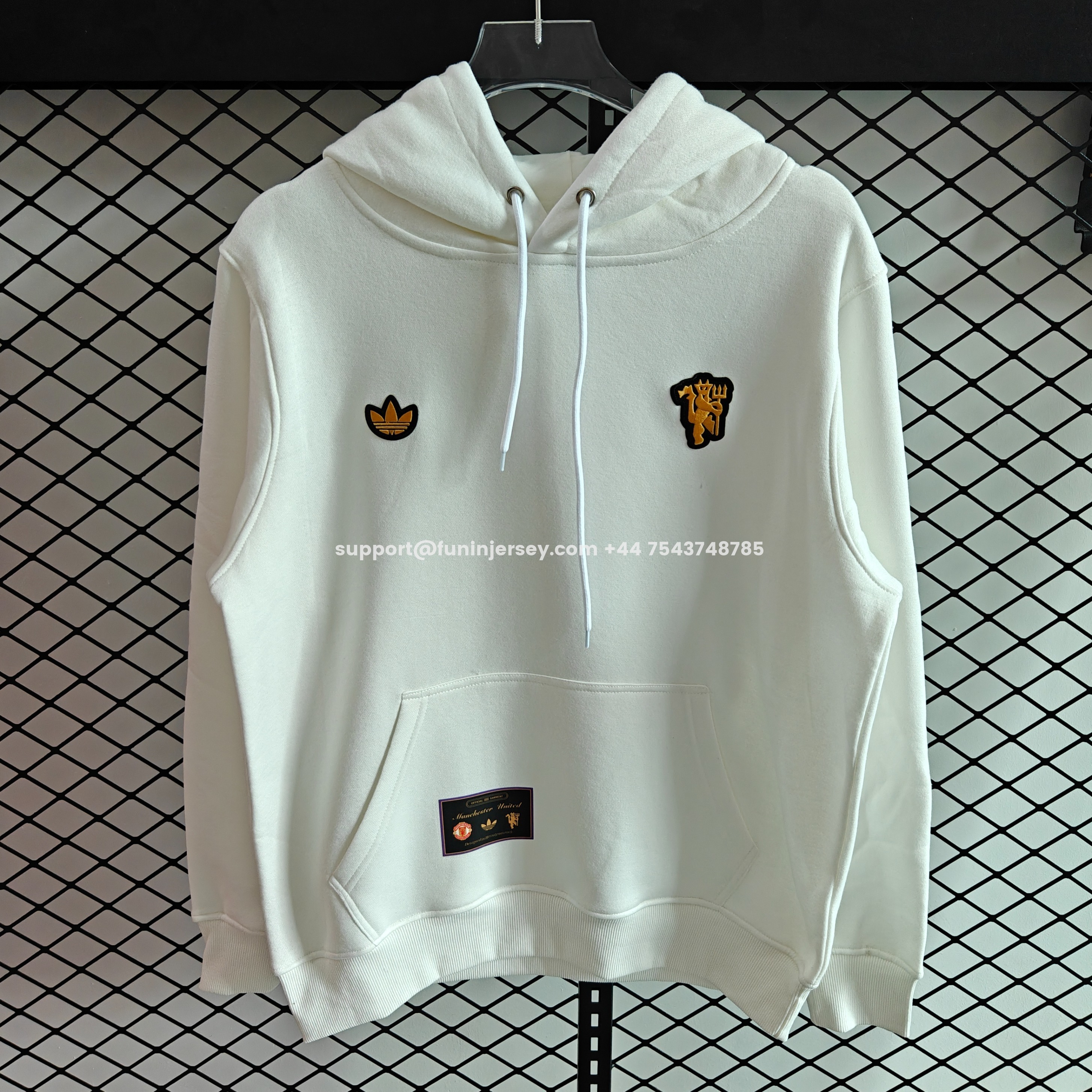 Funinjersey-Manchester United 25-26 Originals Terrace Icon Unisex Pullover Hoodie with Yellow Logo