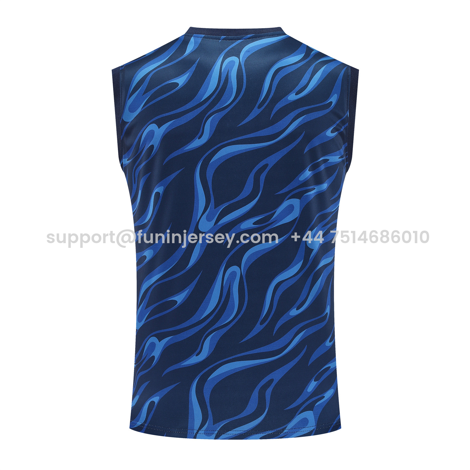 Funinjersey-Real Madrid 25-26 Vest Training Set - Blue Water Pattern Top & Deep Blue Shorts