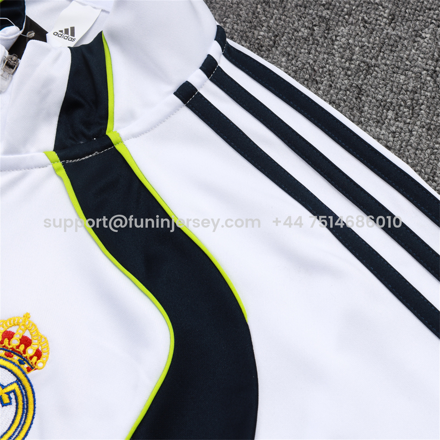 Funinjersey-Real Madrid 25-26 Long Sleeve Training Set - White Urban Purist Style and Deep Blue Pants