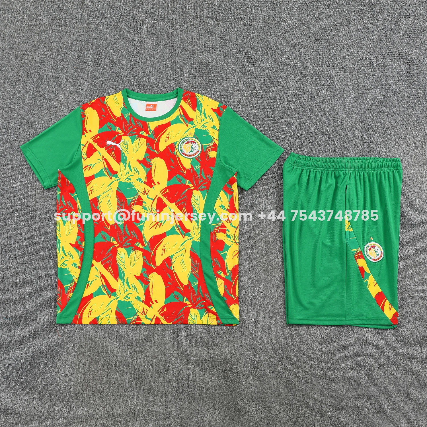 Funinjersey-Senegal 2026 Short-Sleeve Training Set - Variegated Top and Green Shorts