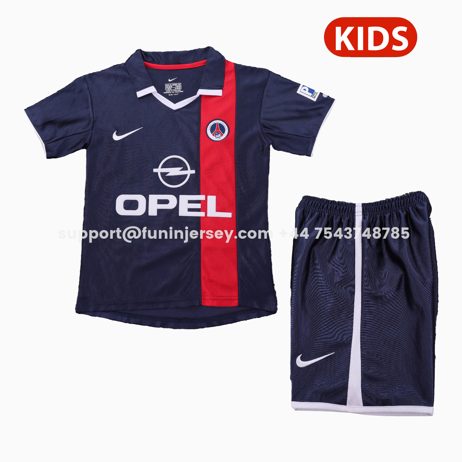Funinjersey-Retro Paris Saint-Germain PSG 2001-02 Home Kids Kit