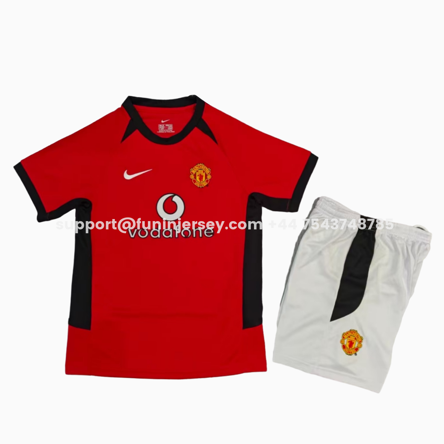 Funinjersey-Retro Manchester United 2002-04 Home Kids Kit