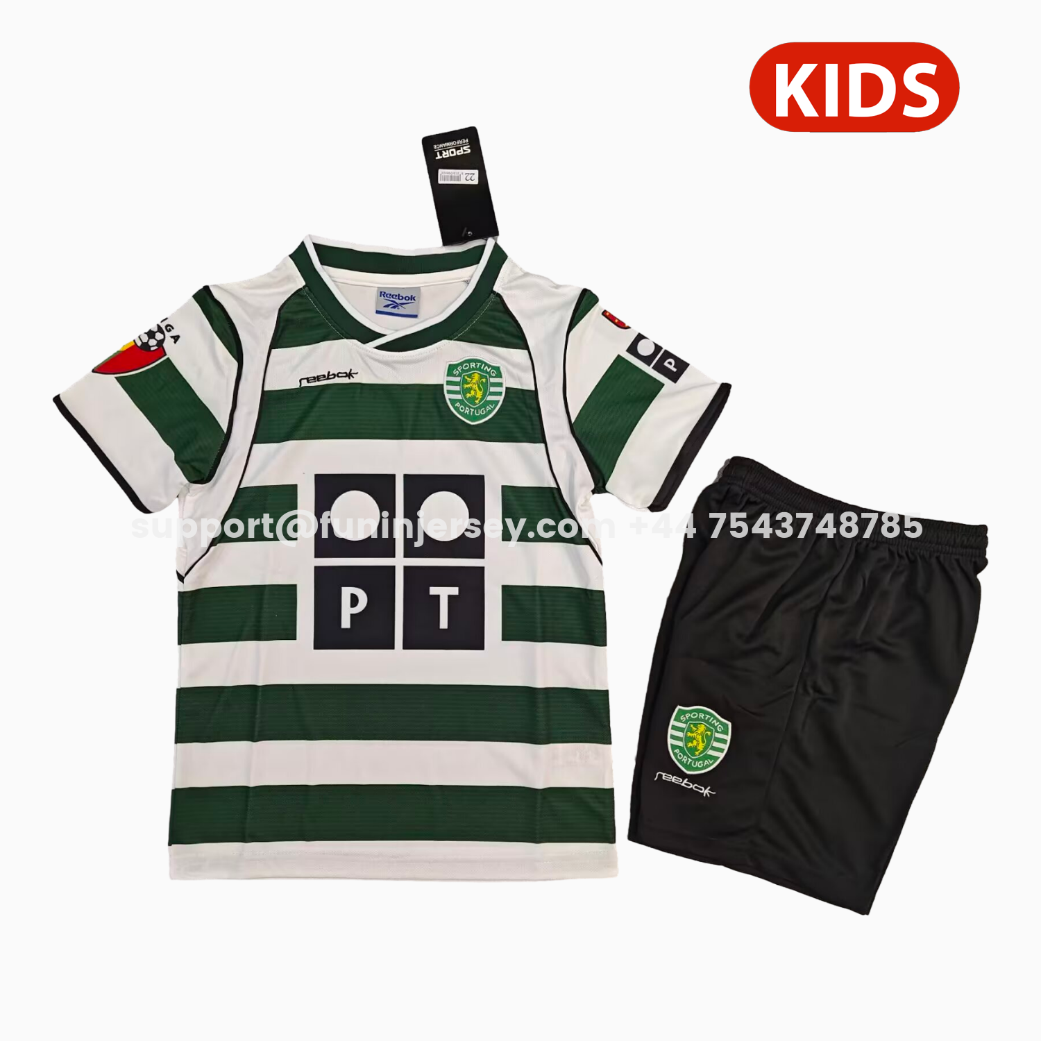 Funinjersey-Retro Sporting CP 2001-02 Home Kids Kit