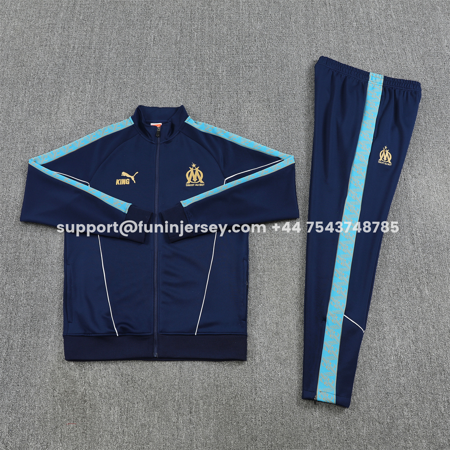 Funinjersey-Marseille 25-26 Long Sleeve Training Set - Dark Blue Top & Pants