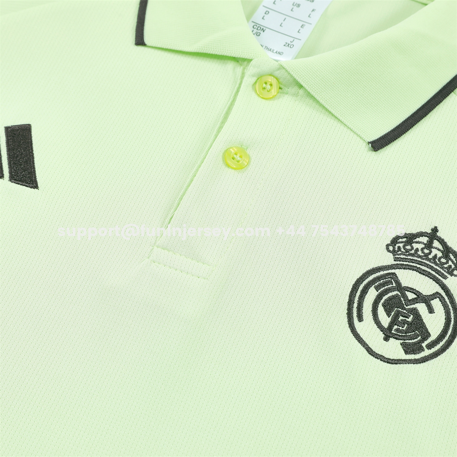 Funinjersey-Real Madrid 25-26 POLO Short-Sleeve Training Set - Light Green Top and Dark Grey Pants