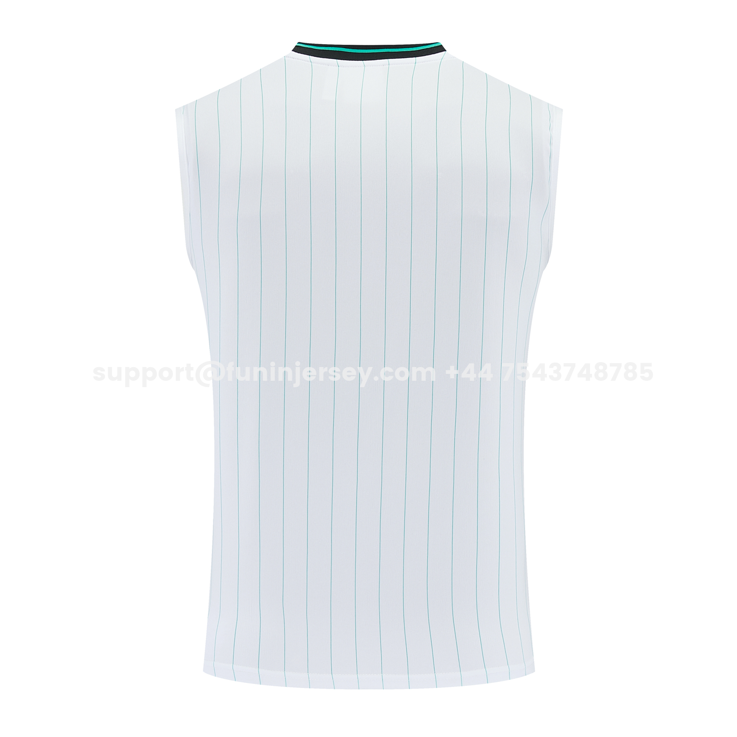 Funinjersey-Liver.pool 25-26 Retro Style Vest Training Set - White With Green Stripes Top & Pants