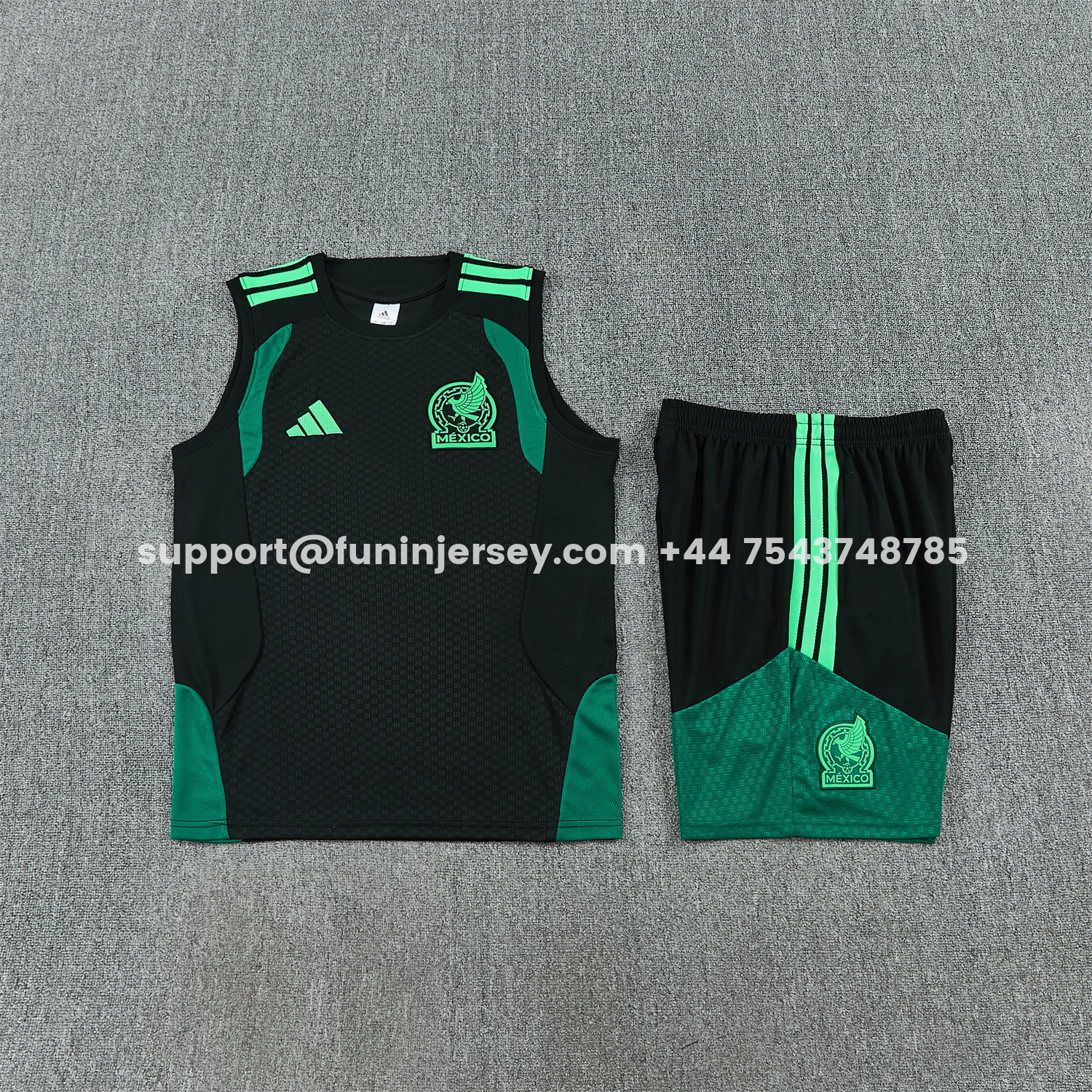Funinjersey-Mexico 2026 Vest Training Set - Black With Green Vest and Shorts