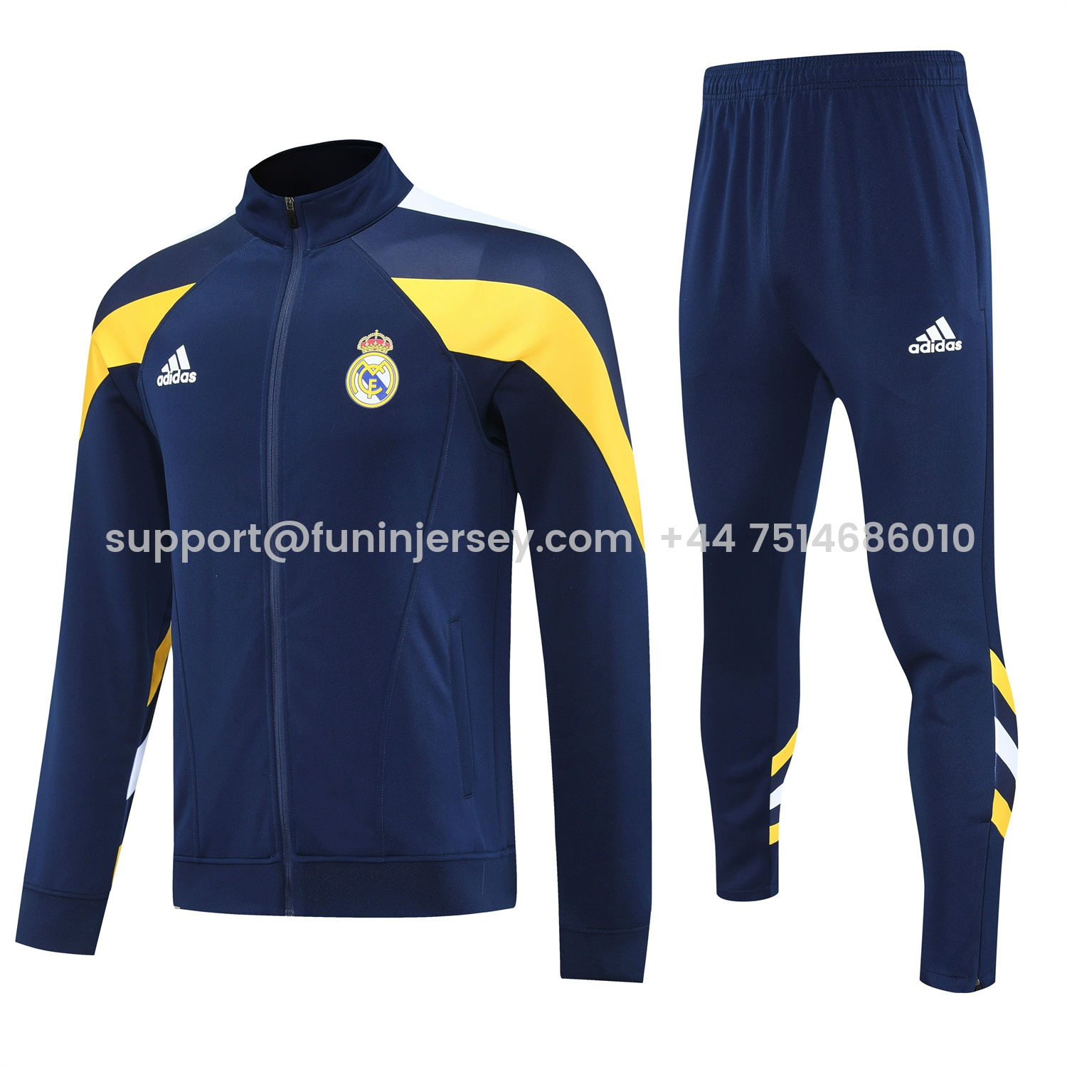 Funinjersey-Real Madrid 25-26 Jacket Training Tracksuit - Deep Blue Jackets & Deep Blue Pants