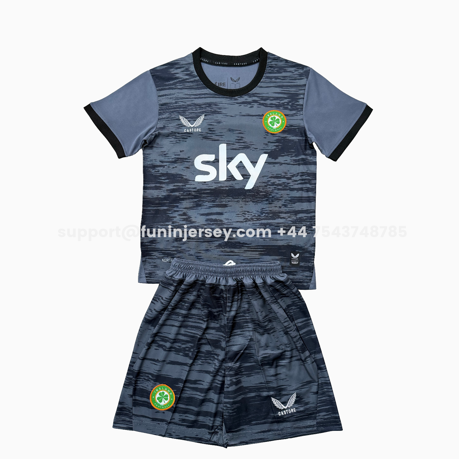 Funinjersey-Ireland 25-26 Black Goalkeeper Kids Kit