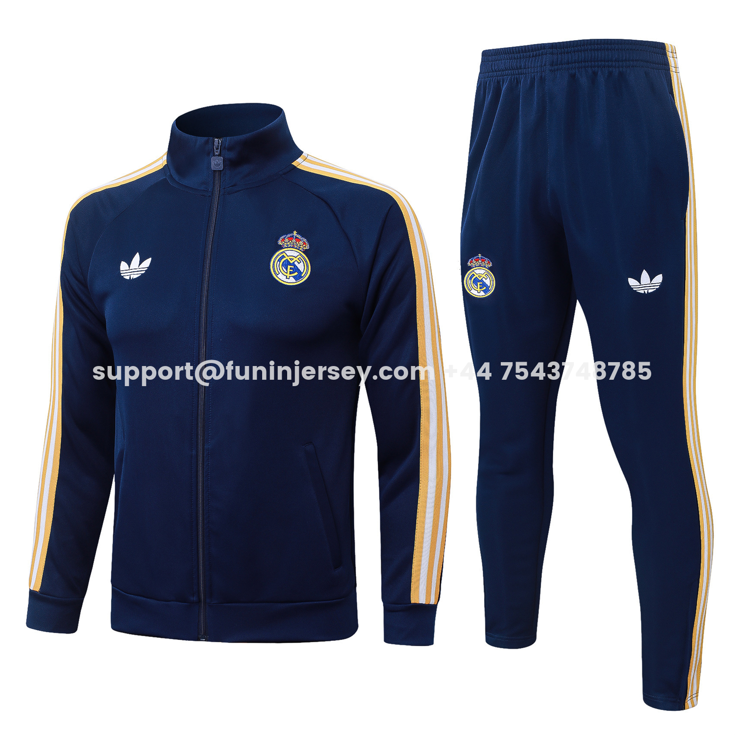 Funinjersey-Real Madrid 26-27 Long Sleeves Training Set - Dark Blue Top And Pants