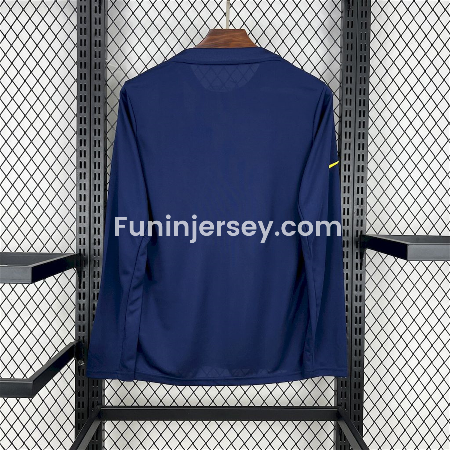 Funinjersey-Atletico Madrid 25-26 Yellow Blue Stripes Pre-Match Training Long Sleeves Jersey - Fans Version