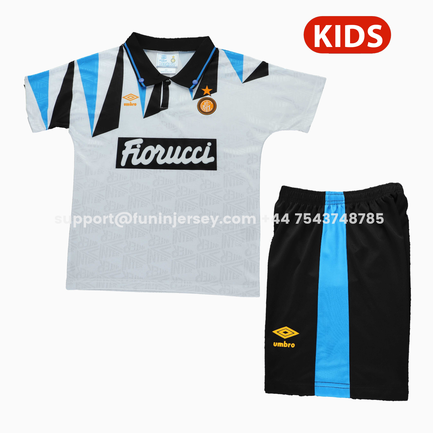 Funinjersey-Retro Inter Milan 1992-93 Away Kids Kit