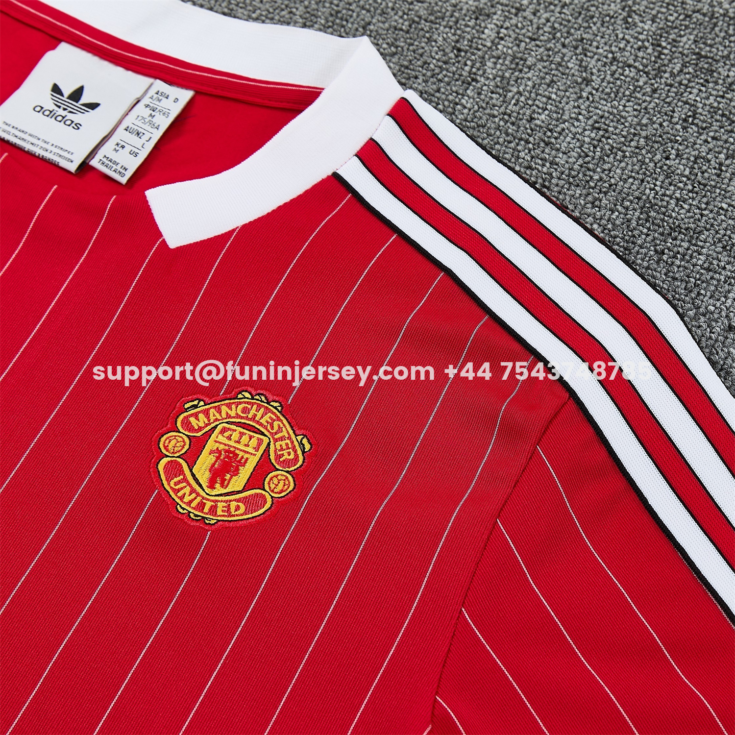 Funinjersey-Manchester United 25-26 Retro Style Short-Sleeve Training Set - Red With White Stripes Top & Pants