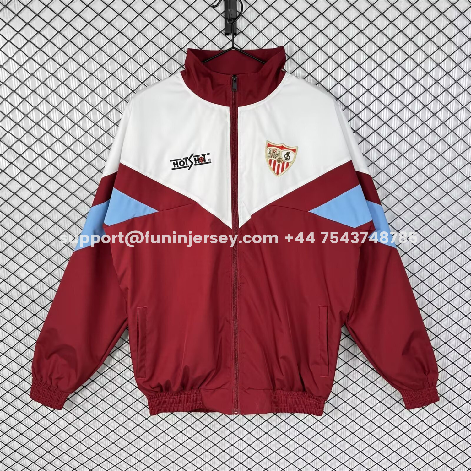 Funinjersey-Retro Sevilla 1993-94 Home Windbreaker Jacket - White And Red